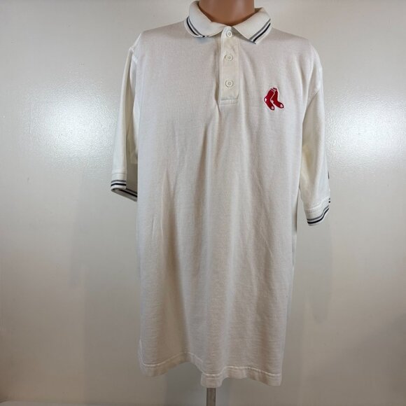 Vintage Boston Red Sox Polo Shirt Mens Size L CSA MLB Baseball White 90s - Picture 2 of 5